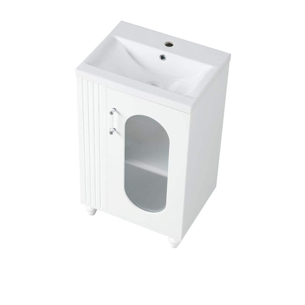 20 in. White MDF Single Sink Freestanding Bathroom Vanity with Ceramic Top