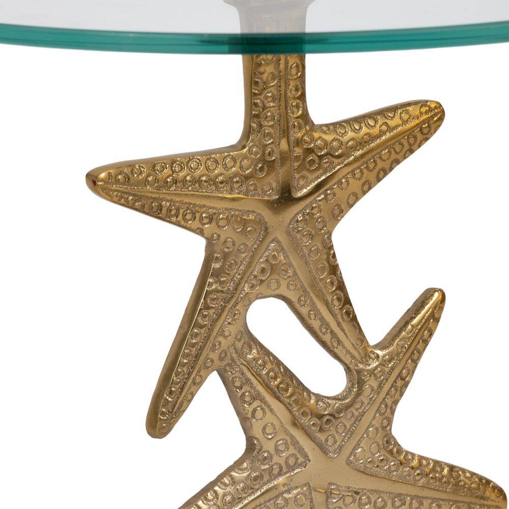 15 in. Gold Round Glass Accent Table - thumbnail 6
