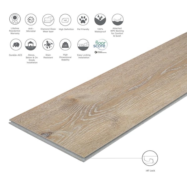 Waterproof High Definition Click Lock SPC Rigid Vinyl Plank Flooring, 5.5mm Thick, 6.62 Width, 48 Length
