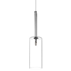 1-Light Clear Cylinder Pendant Light with Glass Shade
