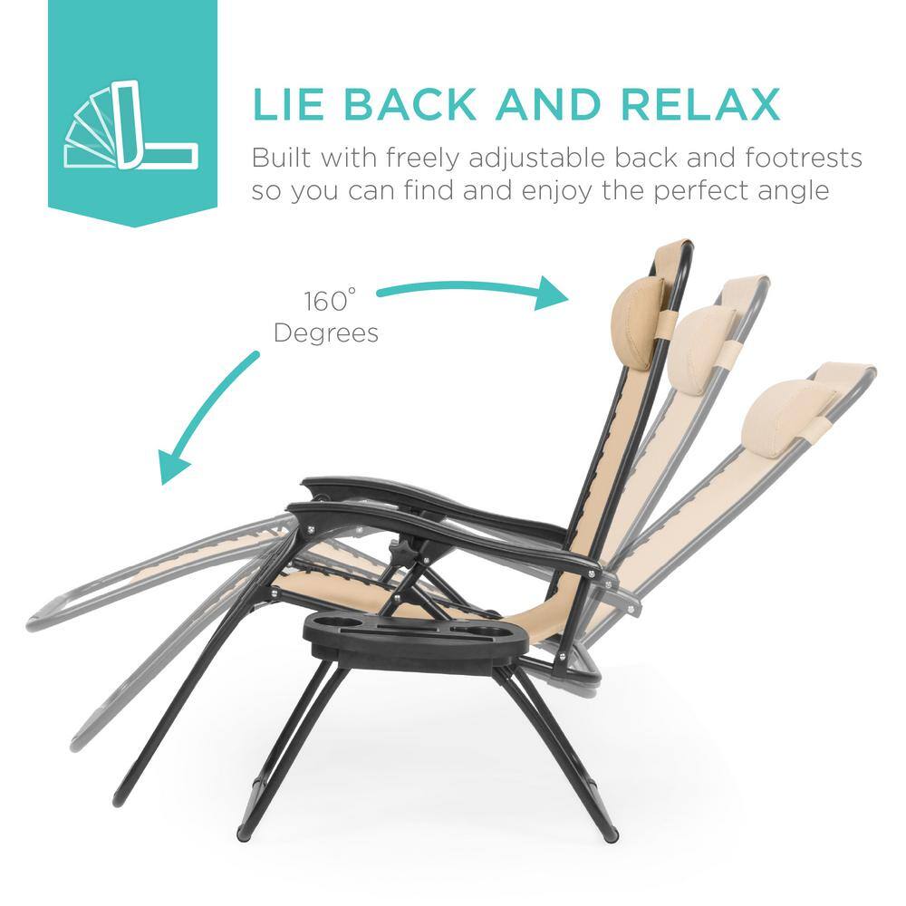 Sand Adjustable Zero Gravity Recliner Lounger Set with Cushions