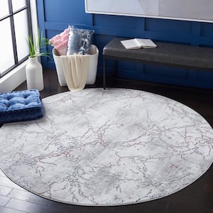 Craft Gray/Blue 7 ft. x 7 ft. Distressed Marble Round Area Rug