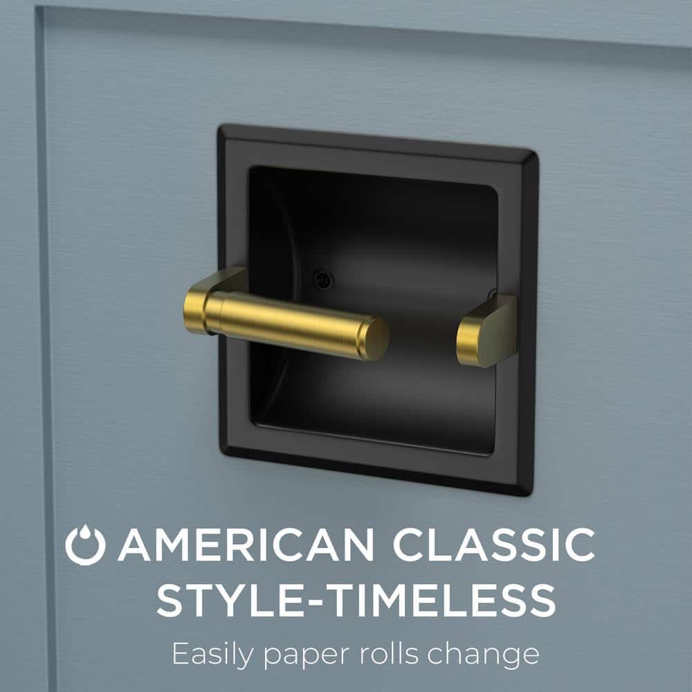 Polished Gold and Black Stainless Steel Wall-Mounted Toilet Paper Holder