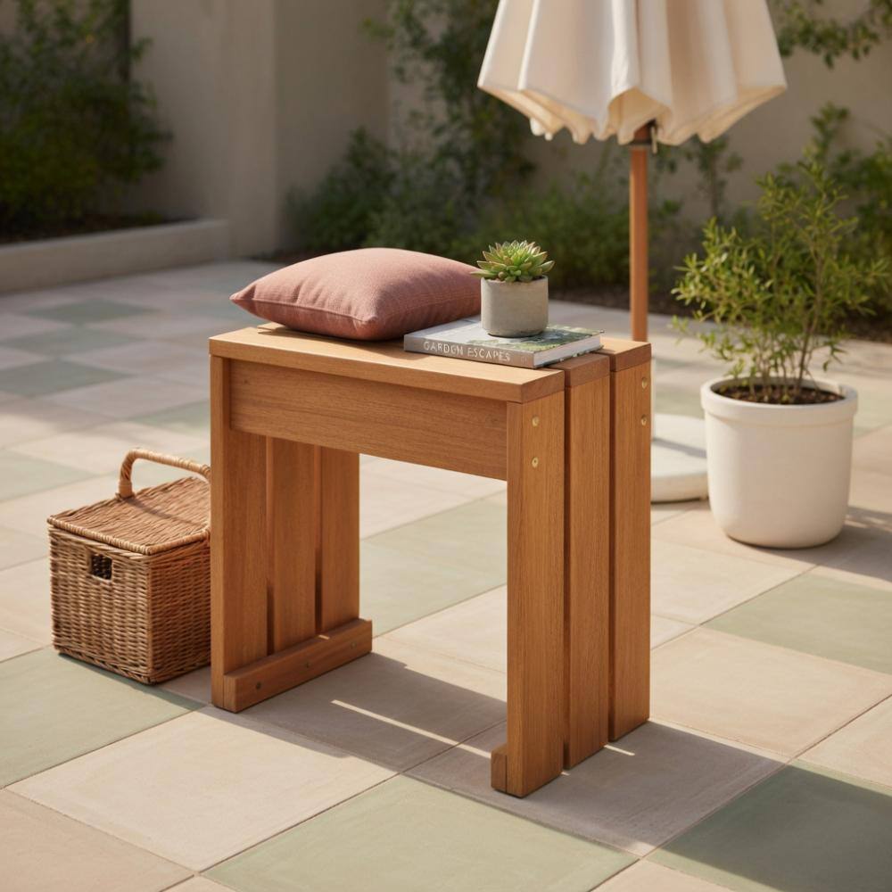 compact single solid wood backless bench lightweight low weight capacity multi use