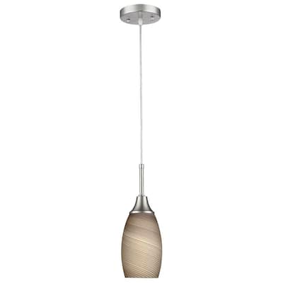 Peak Collection 1-Light Nickel Pendant with Brown Glass