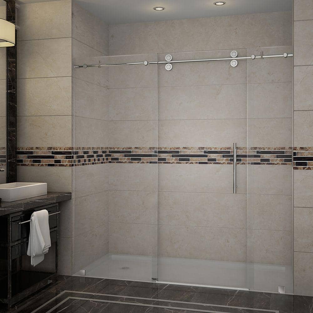 Langham 78" Frameless Sliding Shower Door with Chrome Finish