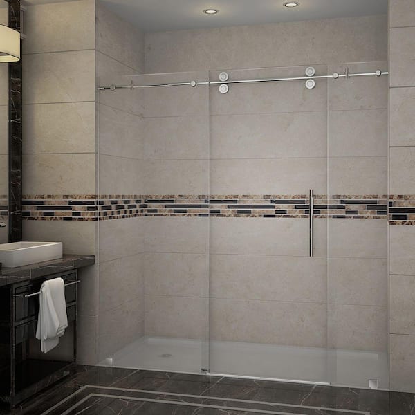 Aston Langham 72 in. x 75 in. Completely Frameless Sliding Shower Door in Chrome