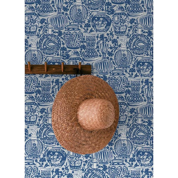 Delft Pottery Blue Peel and Stick Wallpaper