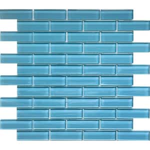 Sea Blue 11.9 in. x 11.9 in. Polished Glass Mosaic Tile (4.92 sq. ft./Case)