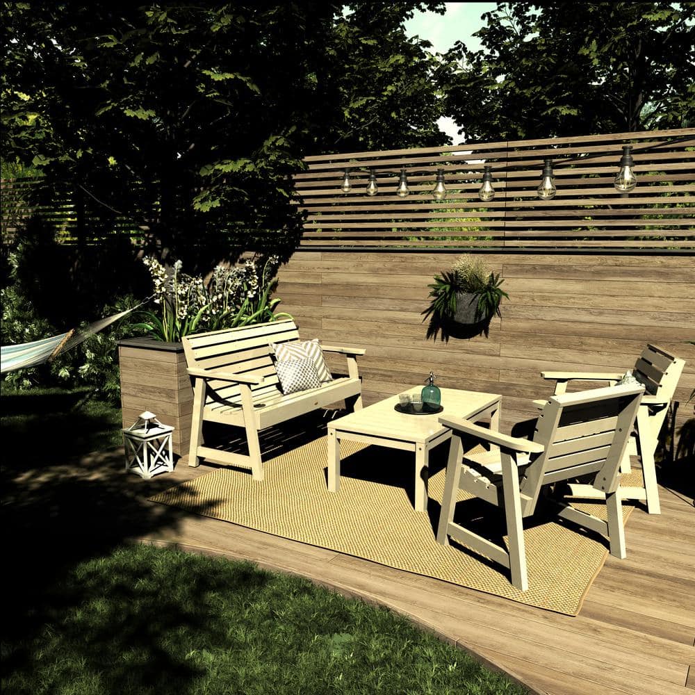 Weatherly Whitewash 4-Person Garden Conversation Set