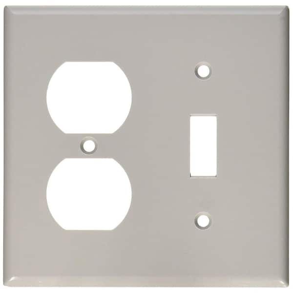 Leviton Gray 2-Gang 1-Toggle/1-Duplex Wall Plate (1-Pack)