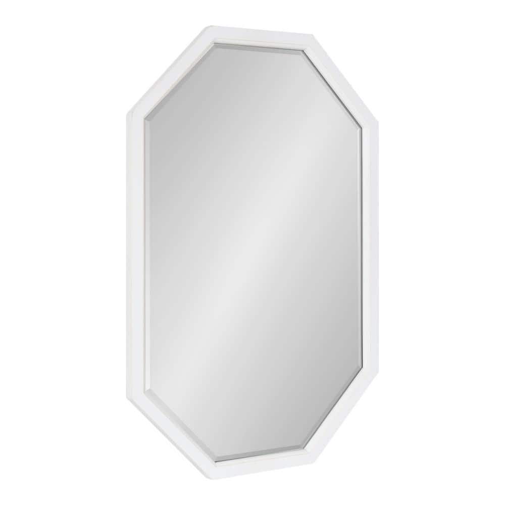 Kate and Laurel Hogan 36.00 in. H x 24.00 in. W Farmhouse Octagon Irregular  White Framed Accent Wall Mirror 220279 The Home Depot