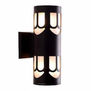 2-Light Matte Black Cylinder Wall Light Modern Waterproof LED Porch Light Wall Lantern Sconce for Indoor/Outdoor 1 Pack