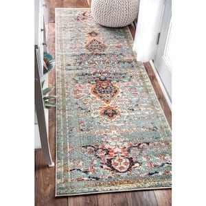 Distressed Persian Sarita Gray 3 ft. x 10 ft. Runner Rug