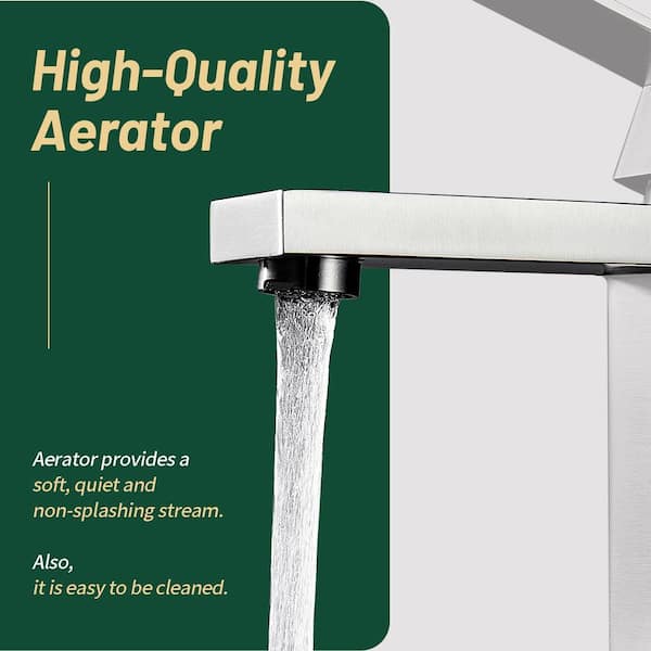 Square Single Handle Single Hole Bathroom Faucet in Brushed Nickel