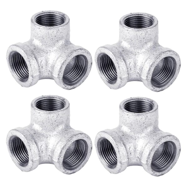 PIPE DECOR 1 in. Galvanized Iron 90-Degree Side Outlet Elbow Fitting (4-Pack)