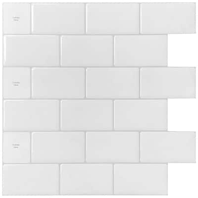 12 in. x 12 in. White Vinyl Subway Peel and Stick Decorative Wall Tile Backsplash (10-Pack)
