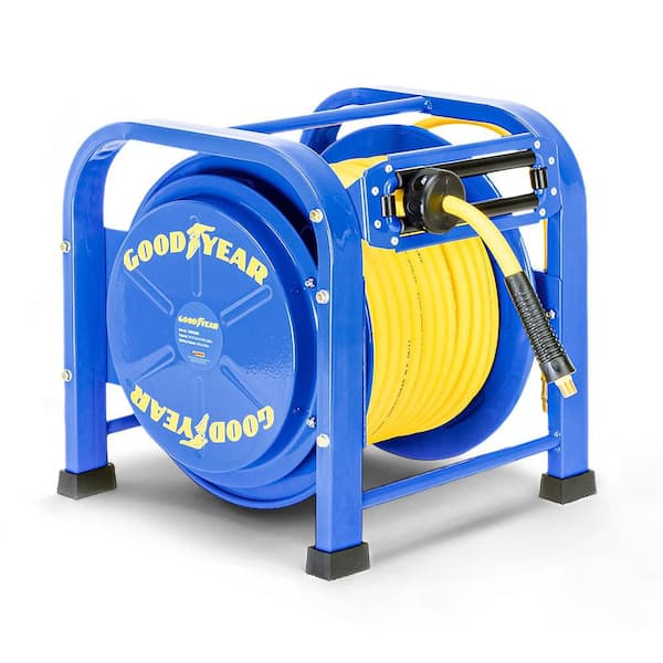 3/8 in. x 100 ft. Steel Spring-Driven Air Hose Reel Hybrid Polymer Hose