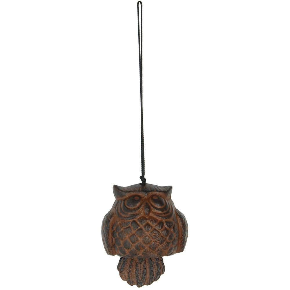 Antiqued Rust Cast Aluminum Owl Wind Bell Chime