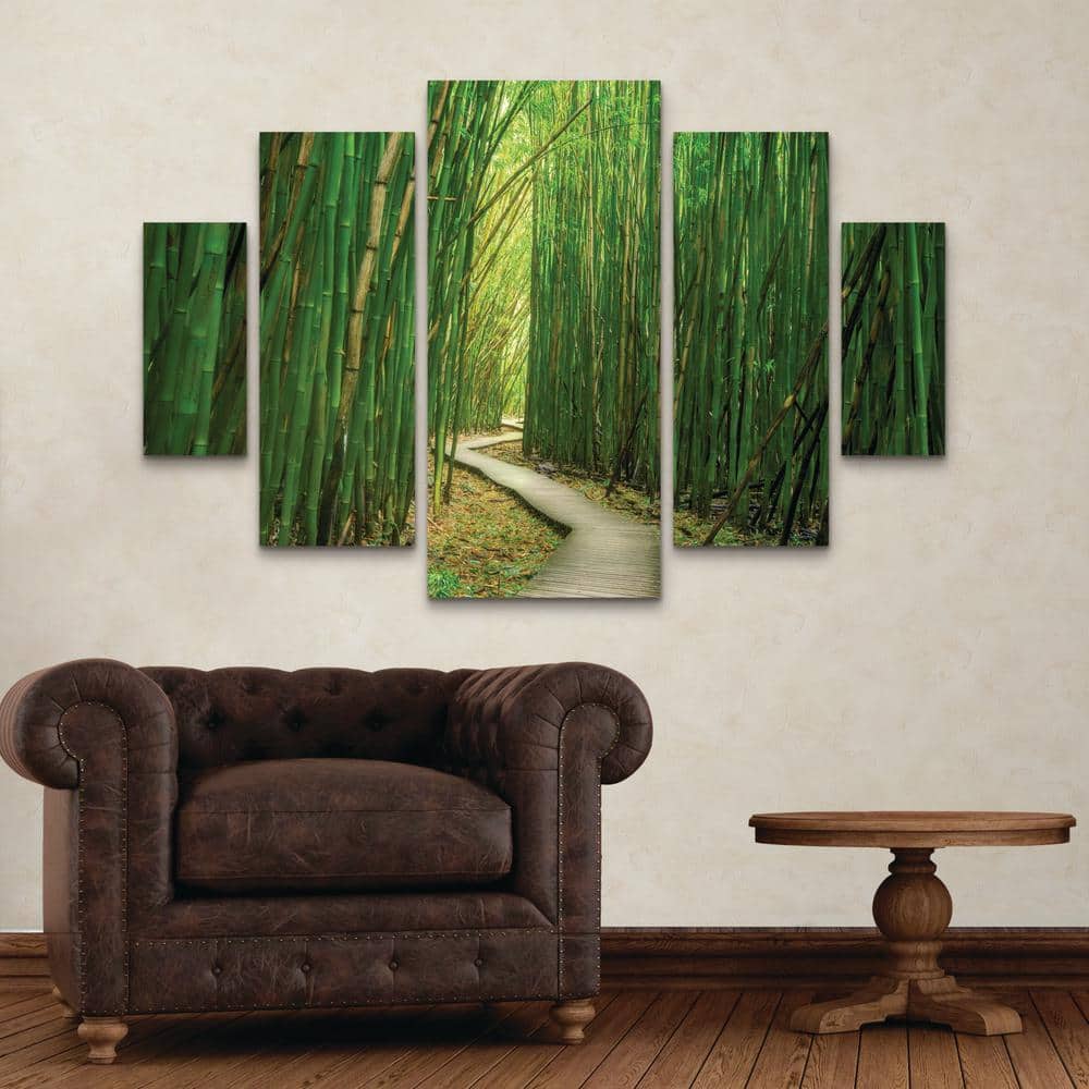 Dennis Frates Bamboo Path Green Canvas 5-Piece Wall Art Set