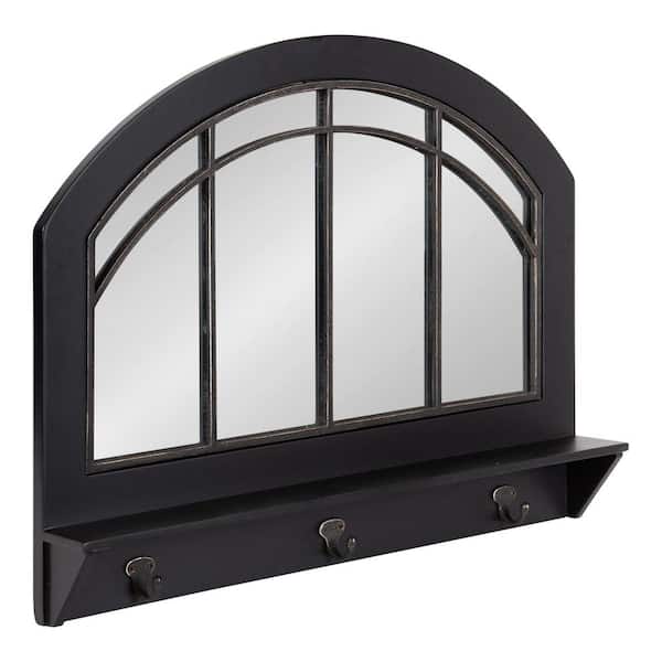 Kate and Laurel Haldron 24 in. x 20 in. Classic Arch Framed Black Wall Mirror