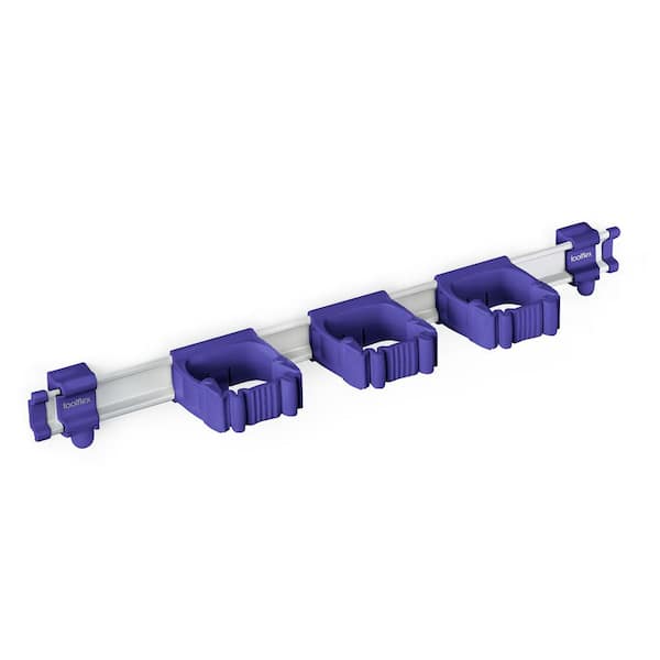 TOOLFLEX 21.5 in. Universal Garage Storage Rail System with 3 Purple One-Size-Fits-All Holders