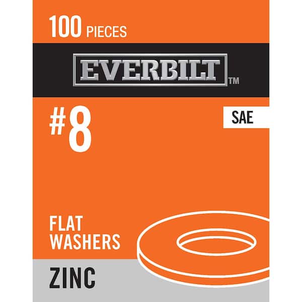 Everbilt #8 Zinc Flat Washer (100-Pack)