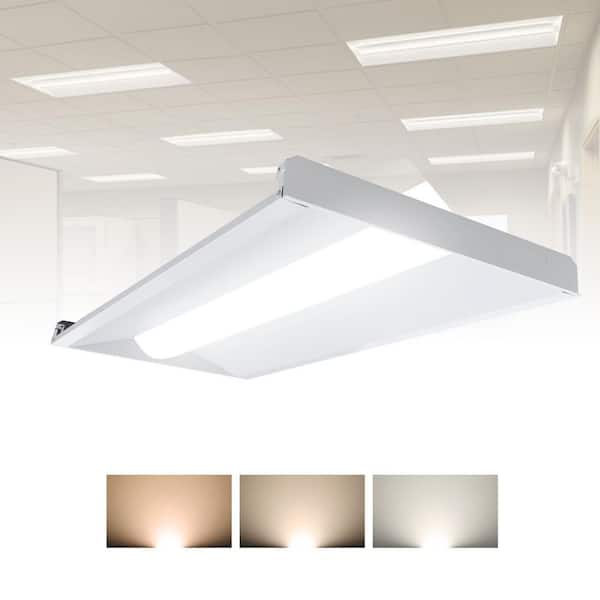 4-Pack 2 ft. x 4 ft. 120W Equivalent White Dimmable 3500K-4000K-5000K Integrated LED Troffer Light, up to 5625-Lumens,UL