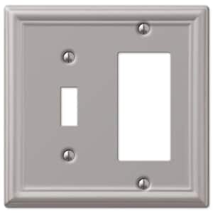 Ascher 2 Gang 1-Toggle and 1-Rocker Steel Wall Plate - Brushed Nickel