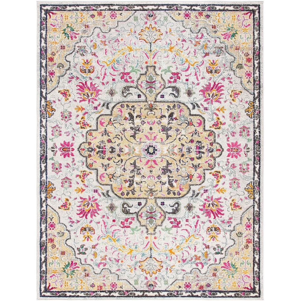 Multi-Colored Polypropylene 6 ft. x 9 ft. Geometric Indoor Area Rug