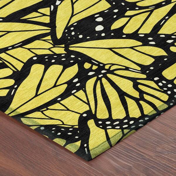 Chantille Machine Washable Indoor/Outdoor Abstract ACN2846 Yellow 2 ft. x 7 ft. Runner Rug
