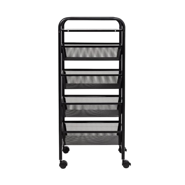Honey-Can-Do 4-Tier Steel 4-Wheeled Utility Cart in Black