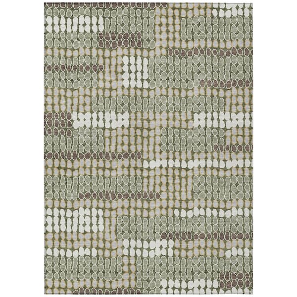 Chantille Machine Washable Indoor/Outdoor Abstract ACN2763 Olive 8 ft. x 10 ft. Area Rug