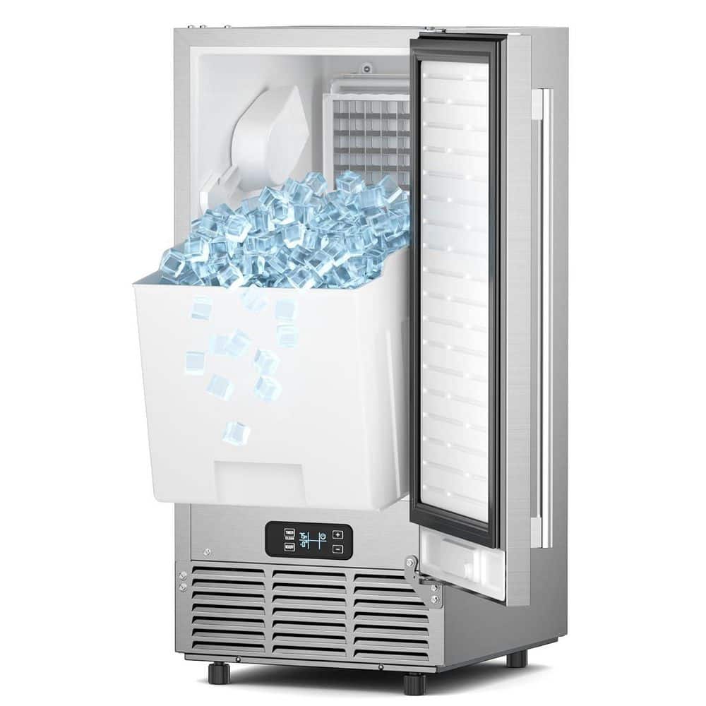 20.31 In 90Lbs/Day Undercounter Full Size Cubes Ice Maker, 35Lbs Storage, Auto-Cleaning Stainless Steel Sliver