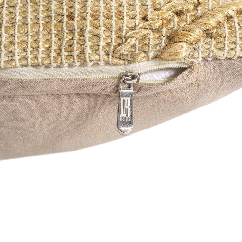 Hand-Woven Tan Textured Cotton Blend Throw Pillow