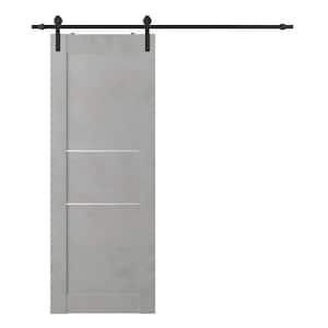 Vona 07 2H 18 in. x 80 in. Light Urban Finished Composite Core Wood Sliding Barn Door with Hardware Kit
