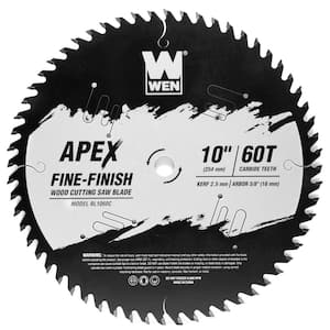 Apex 10 in. 60-Tooth Carbide-Tipped Fine-Finish Industrial-Grade Woodworking Saw Blade with Cool-Cut Coating