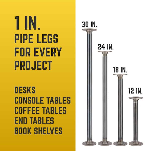 Pipe Decor 1 In X 2 Ft L Black Steel, Industrial Pipe Table Legs Home Depot