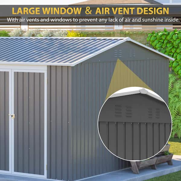 Ama pear Grey 12 ft. W x 10 ft. D Metal Outdoor Storage Shed