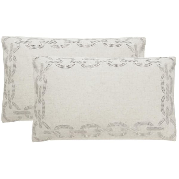 SAFAVIEH Sibine Cement 12 in. x 20 in. Throw Pillow Set of 2