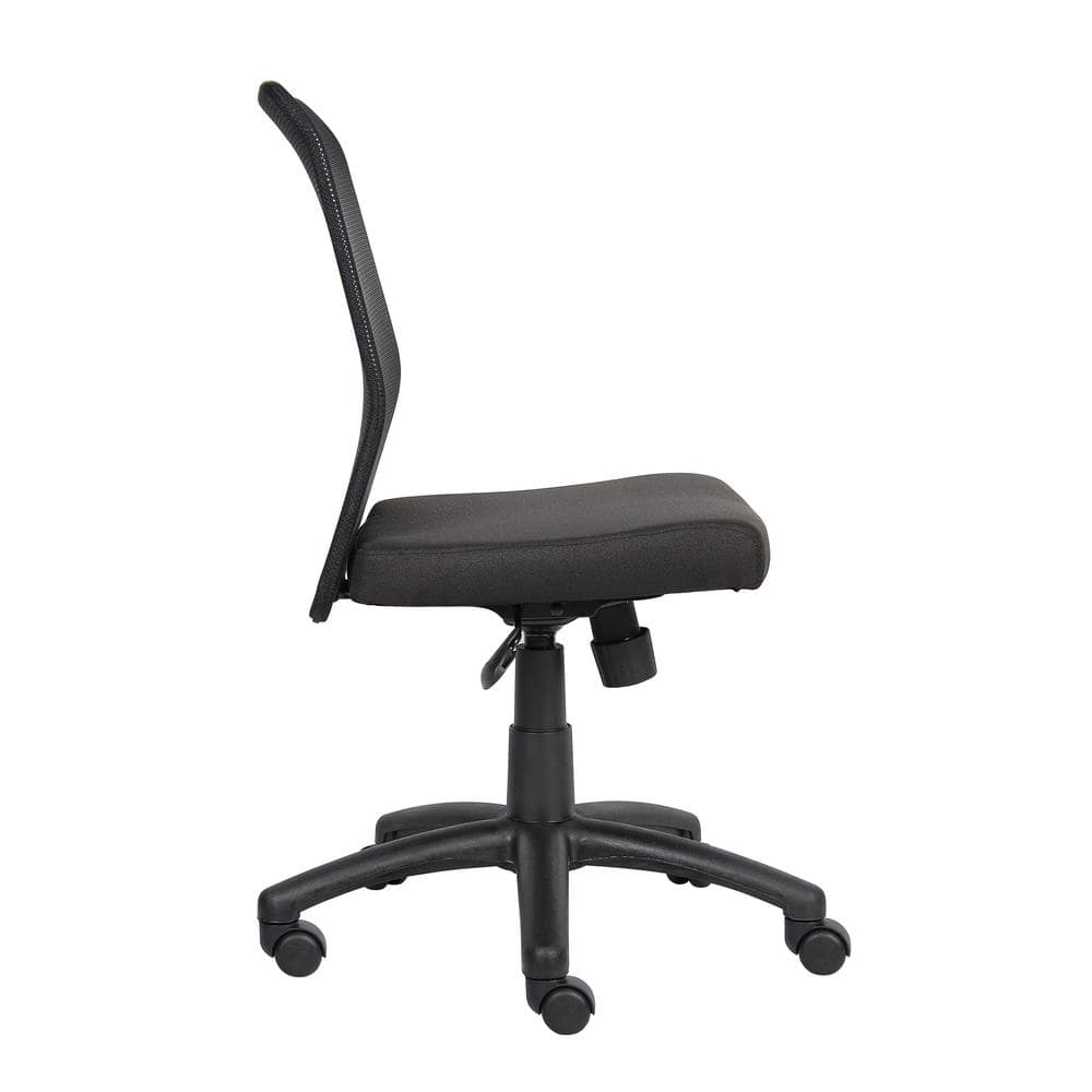 Modern Swivel Mesh Task Chair with Armless Design in Black