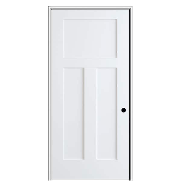 MMI Door Shaker Flat Panel 24 in. x 80 in. Left Hand Solid Core Primed HDF Single Pre-Hung Interior Door with 6-9/16 in. Jamb