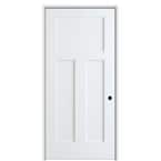 Shaker Flat Panel 30 in. x 80 in. Left Hand Solid Core Primed HDF Single Pre-Hung Interior Door with 4-9/16 in. Jamb