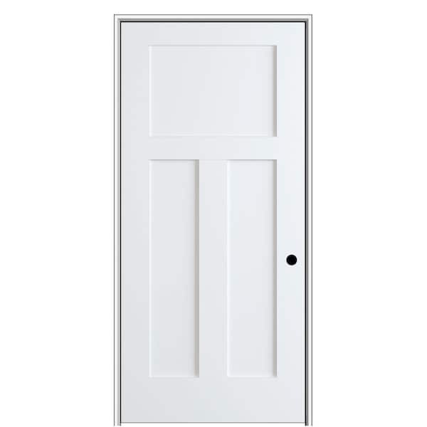 MMI DOOR Shaker Flat Panel 32 in. x 80 in. Left Hand Solid Core Primed HDF Single Pre-Hung Interior Door with 6-9/16 in. Jamb