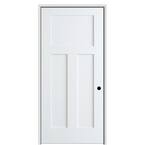 Shaker Flat Panel 34 in. x 80 in. Left Hand Solid Core Primed HDF Single Pre-Hung Interior Door with 4-9/16 in. Jamb