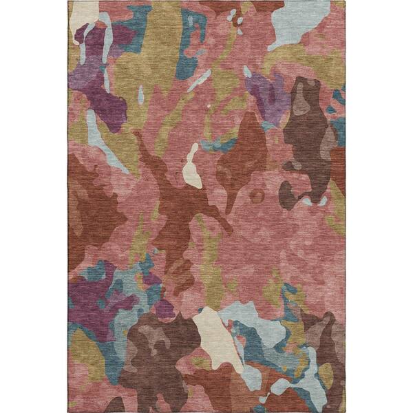 Mayfield Premium Machine Washable Abstract AMF2161 Pink 9 ft. x 12 ft. Area Rug