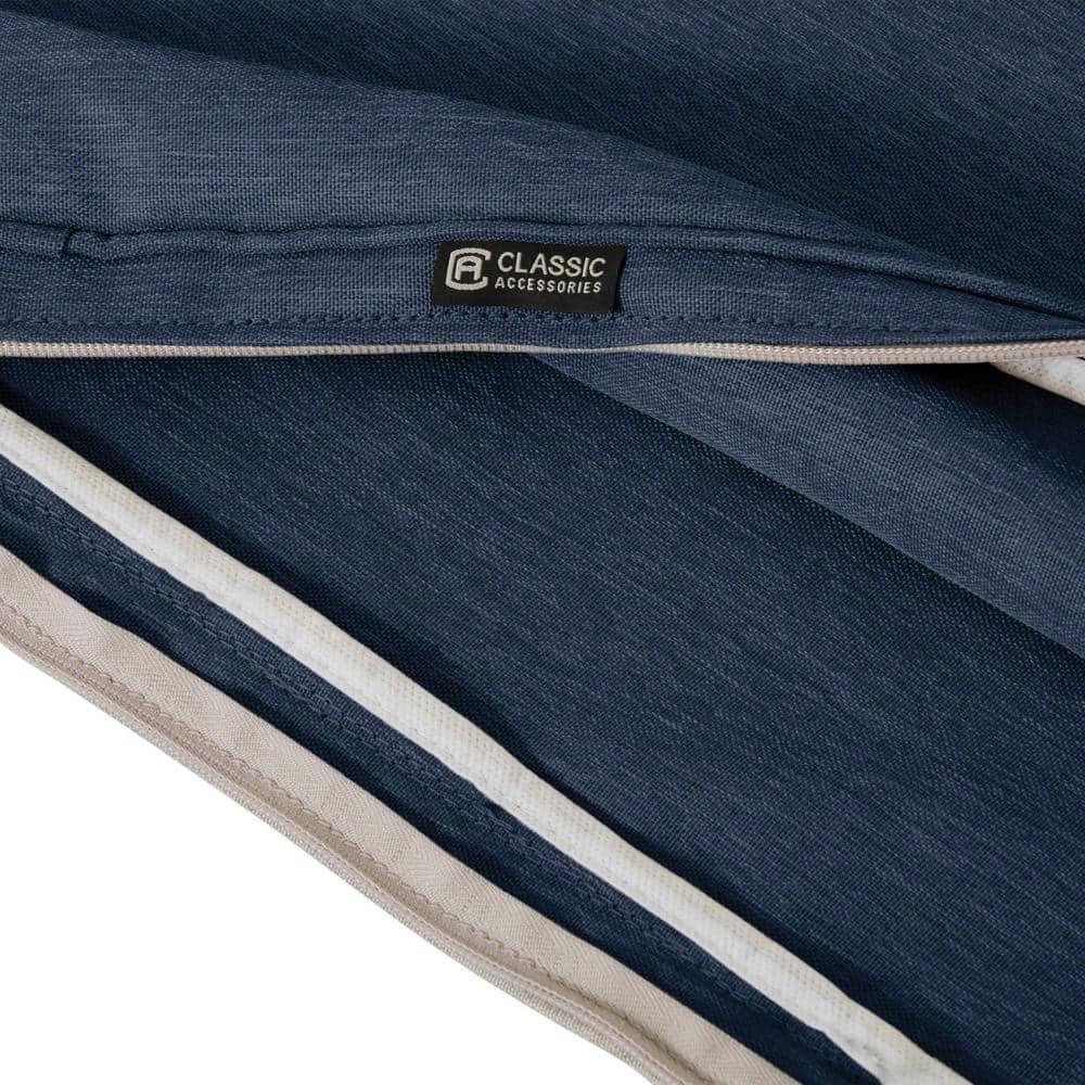 Heather Indigo Blue Water-Resistant Outdoor Bench Cushion Cover
