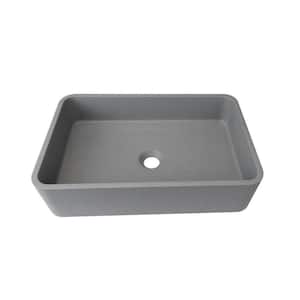 19.7 in. Concrete Rectangular Bathroom Vessel Sink in Gray