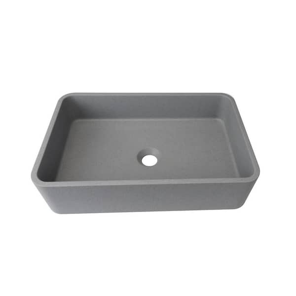 Amucolo 19.7 in. Concrete Rectangular Bathroom Vessel Sink in Gray