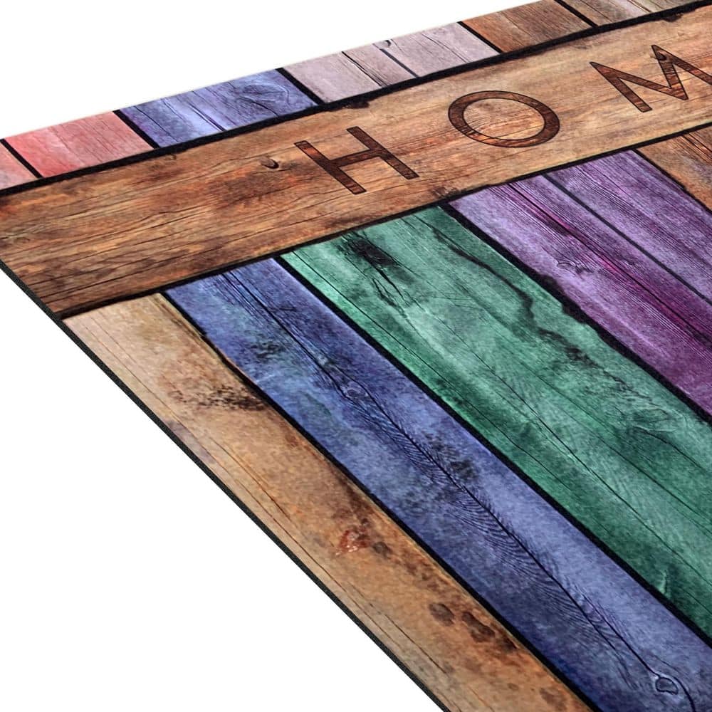 Colorful Plank Multicolor Rubber Outdoor Doormat 18" x 30"